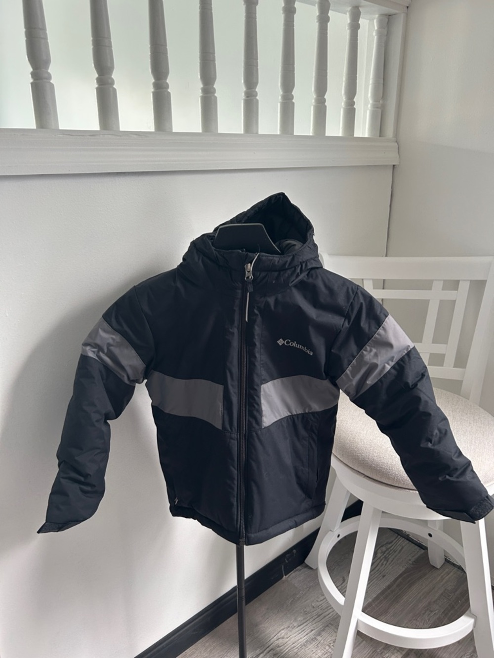 Columbia Kids Black and Gray Puffer Hooded Jacket
